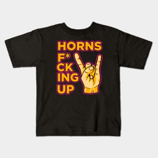 Horns f*cking up hand rock and roll vintage art Kids T-Shirt